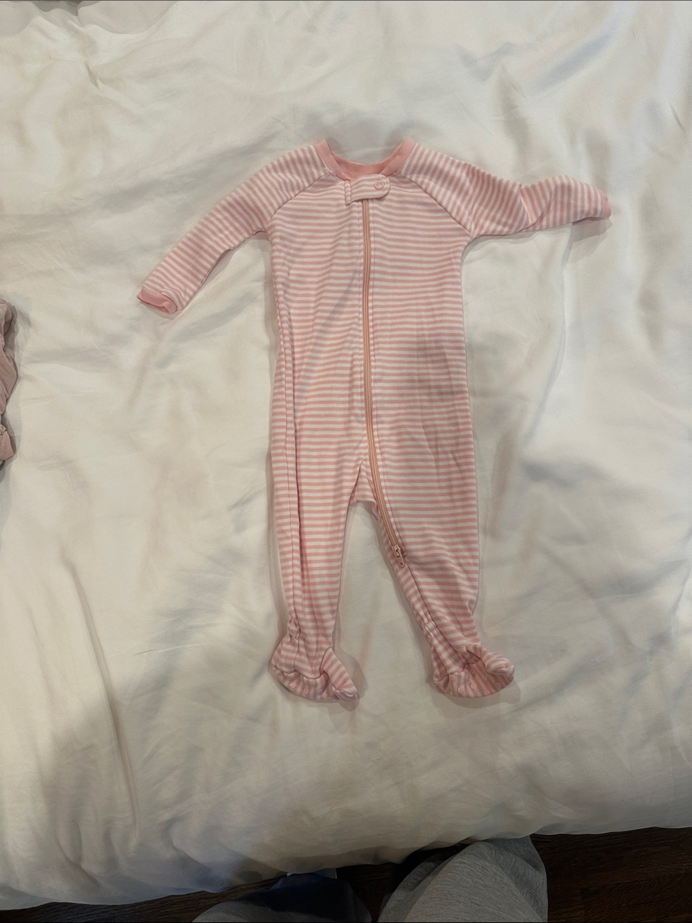 Lake Pink Striped Footed One-Piece Pajama 3-6 Mo